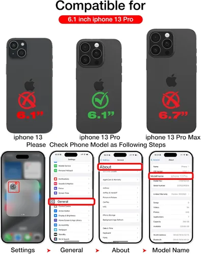 Vista 2 de Funda de cuero para iPhone 13 Pro, funda protectora delgada con función atril a prueba de golpes, soporte invisible integrado compatible con iPhone