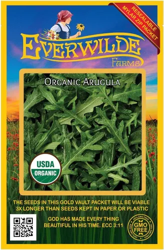 Vista 4 de Everwilde Farms - Semillas de hierba de rúcula orgánica de 1 onza - Paquete Gold Vault