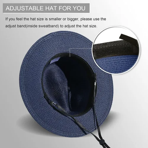 Vista 28 de Lanzom - Sombrero de paja playero para mujer, de ala ancha, plegable, estilo Fedora, UPF50+