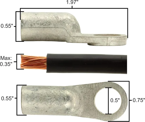 Vista 5 de Fastronix - Terminal de cable de batería sin crimpado, terminales de 1/2 pulgadas, calibre 1 y 2, paquete de 2