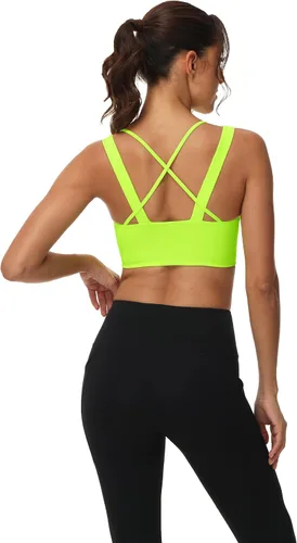 Vista 4 de Attifall Sujetador deportivo con tirantes y copa CD, espalda cruzada, para yoga, entrenamiento, correr, gimnasio, deportes
