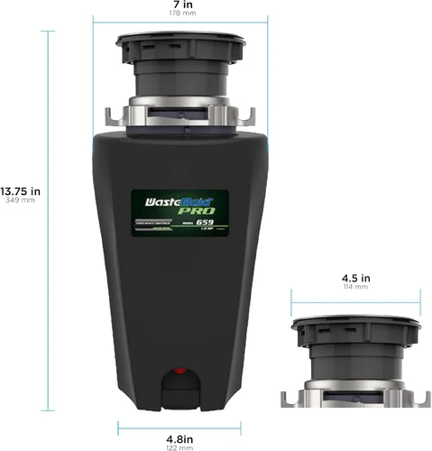Vista 3 de WASTEMAID 10-US-WMP-659 Pro - Triturador de basura antiatascos, 1/2 HP, color negro