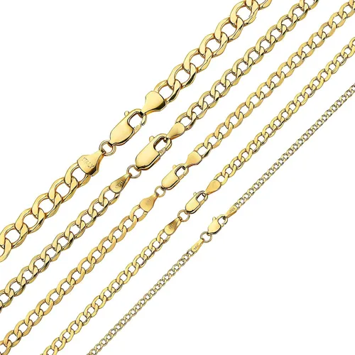 Vista 2 de PORI JEWELERS 10K Yellow Gold 2.3MM, 3.5MM, 5MM, 6.5MM, 7.5MM CurbCuban Chain Bracelet or Necklace, For Men and Women, Unisex Gold Jewelry