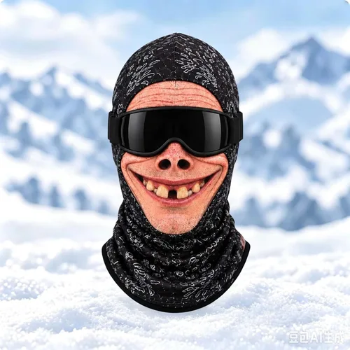 Vista 7 de Pasamontañas, máscara facial de esquí divertida 3D