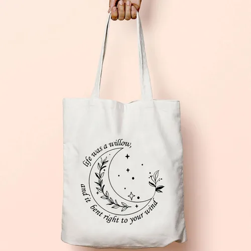 Vista 5 de TOBGBE Letra de la canción Regalo Amante de la Música Tote Bag Álbum Letra de la canción Bolsa de viaje Mercancía del cantante, Blanco sucio