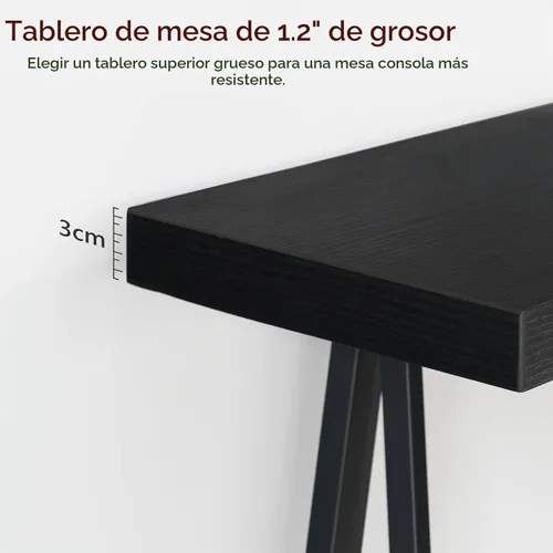 Vista 5 de MAHANCRIS Mesa consola, mesa de entrada industrial de 63 pulgadas, mesa de sofá extra larga de 2 niveles detrás del sofá, soporte en forma de X