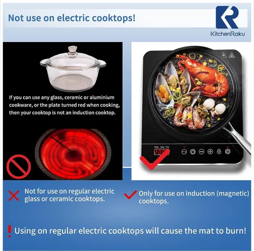 Vista 2 de KitchenRaku Tapete para placa de inducción, cubierta superior redonda para estufa, utilizable como tapete para microondas