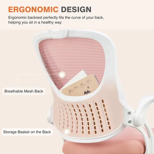 Vista 3 de Sweetcrispy Silla de escritorio para computadora de oficina, ergonómica, con respaldo alto, de malla, con ruedas y reposacabezas ajustables, cómodo