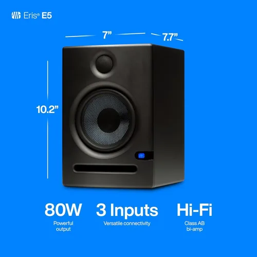 Vista 5 de PreSonus Eris E5 Par de monitores de estudio de campo cercano de 5.25" de 2 vías
