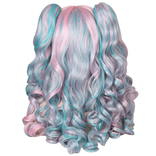 Vista 5 de ColorGround - Peluca larga rizada para cosplay con 2 coletas, talla única
