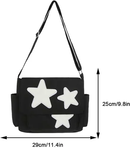 Vista 6 de Bolso tipo mensajero kawaii, lindo bolso cruzado kawaii estético para mujer, bolsa de mensajero de lona con solapa