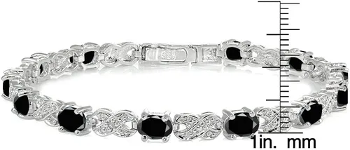 Vista 3 de Ice Gems - Pulsera de plata de ley con gemas auténticas o creadas, infinito X y ovalada
