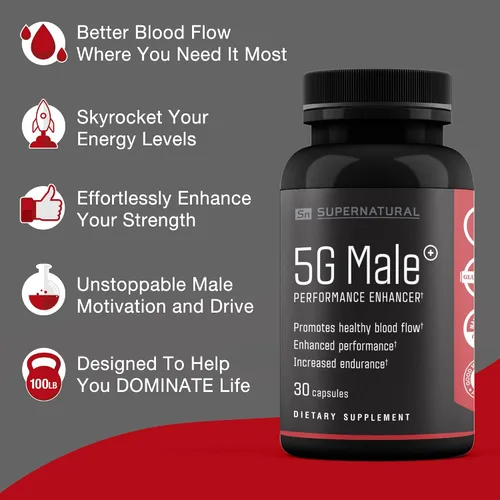 Vista 6 de Supernatural Man Suplemento potenciador de T natural masculino 5G para el flujo sanguíneo, la resistencia, la fuerza y la resistencia, ginseng, ajo