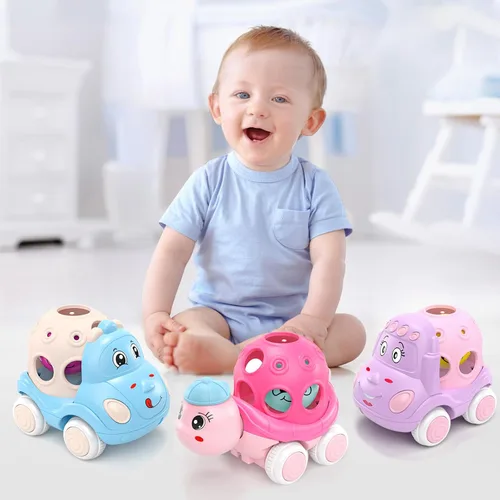 Vista 3 de BeAndge Juguetes para bebés, regalos para niñas de 1 a 2 años, autos rosados para bebés de 6 a 12 años, 12 a 18 meses, camiones para niños pequeños