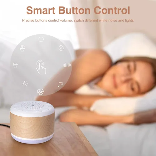 Vista 5 de Máquina de sonido de ruido blanco de madera maciza para bebés, adultos y niños, máquina de sonido para dormir con 24 sonidos relajantes, 8