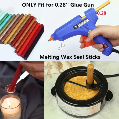 Vista 4 de 40 barras de cera de sellado para pistola de pegamento para palos de sellado de cera, palos de cera de sellado púrpura perla, mini pistola