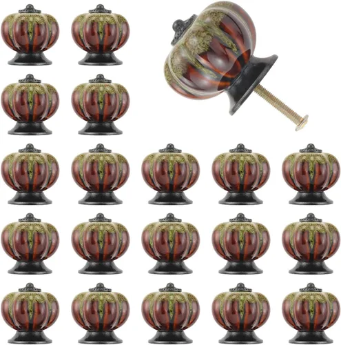 Vista 16 de Pomos de calabaza de 1.57 pulgadas, pomos de cerámica para armario, cajón, tiradores de cajones antiguos, pomos decorativos para armario, puerta