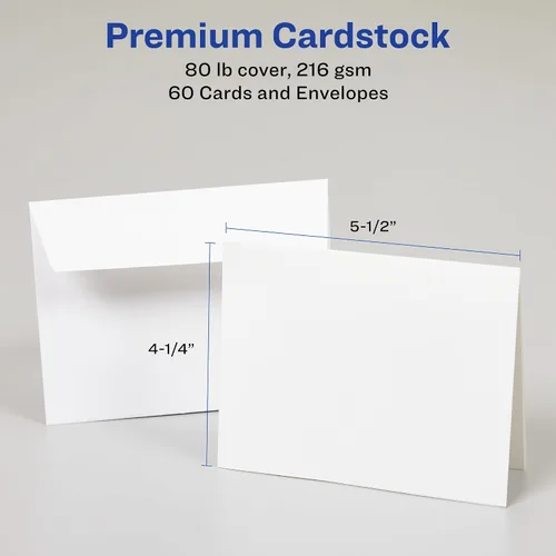 Vista 5 de Avery Tarjetas de notas imprimibles con sobres, 4.25 x 5.5 pulgadas, blancas, 60 tarjetas de notas en blanco para impresoras láser (05315)