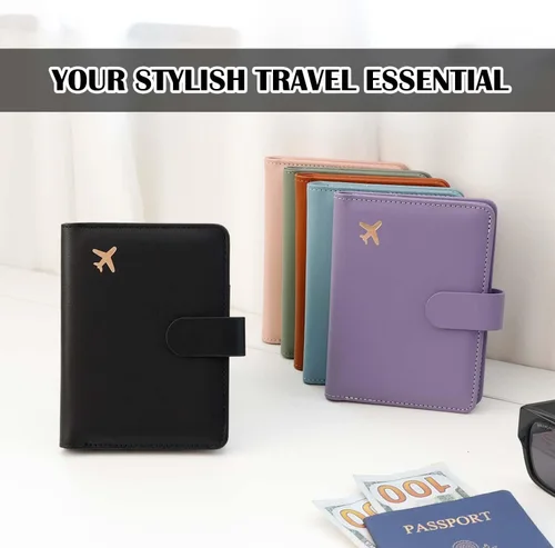 Vista 7 de Melsbrinna Rfid - Soporte para pasaporte para mujeres y hombres, juego de etiqueta de maleta de viaje, bonita cartera de pasaporte con ranuras