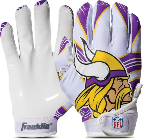 Vista 13 de Franklin Sports - Guantes de receptor de fútbol americano juvenil de la NFL, par de guantes de fútbol para niños con logotipos de equipos de la NFL