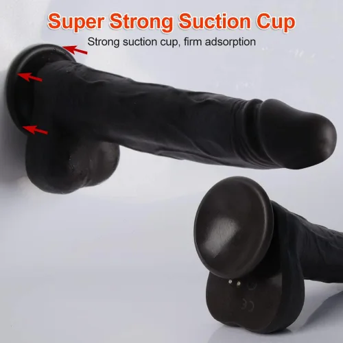 Vista 4 de Dilbo de silicona realista de 9.4 pulgadas, 6 modos de vibración con ventosa fuerte, juguete para adultos con control remoto para mujeres, juego