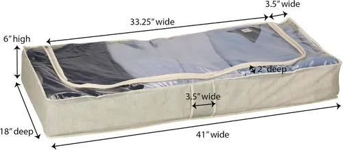 Vista 3 de Household Essentials Baúl de almacenamiento debajo de la cama, beige (paquete de 2)