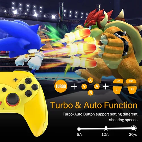 Vista 3 de Wireless Controller for Nintendo SwitchSwitch LiteOLED Game Console,Switch Controller for Kids,with Turbo, Motion,Dual Vibration,Back Mapping,Yellow