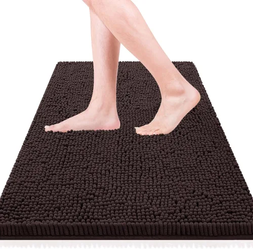 Vista 9 de Alfombras de baño de 47 x 17 pulgadas, súper absorbentes, suaves, gruesas, lavables a máquina, tapete de baño de felpilla antideslizante, tapete