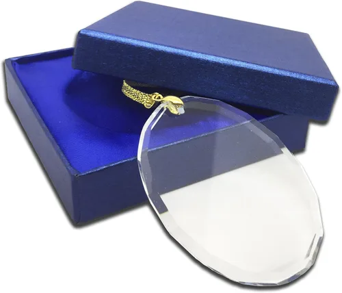 Vista 2 de LaserGram Adorno de Navidad, flor de lis, grabado personalizado incluido (forma ovalada)