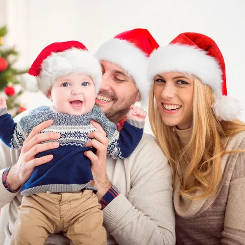 Vista 4 de RJVW Sombrero de Papá Noel de Navidad para niños y bebés, unisex, grueso, de terciopelo, clásico, para fiesta de Año Nuevo