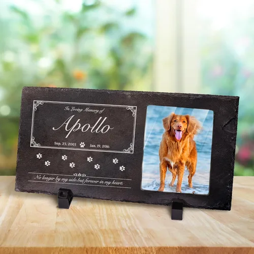 Vista 20 de Farfume Piedras conmemorativas personalizadas para mascotas con foto y texto Marcadores personalizados para tumbas para mascotas Lápidas