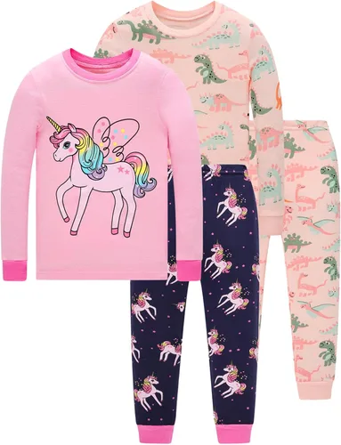 Vista 8 de Dolphin&Fish pijama suave para niños y niñas, 100% algodón, pijama de manga larga para niños 4p Dino