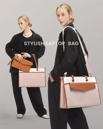 Vista 2 de LOVEVOOK Bolsa para laptop para mujer, 15.6 pulgadas, bolsa de mano para laptop 2 en 1, bolsa de trabajo profesional, maletín de negocios con bolso
