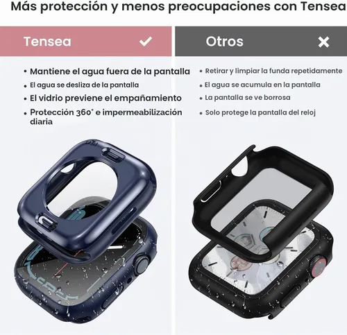 Vista 2 de Tensea - Funda protectora de pantalla impermeable para Apple Watch (2 en 1) para Apple Watch Serie SE 6, 5, 4, accesorios de 40 mm, iWatch protector