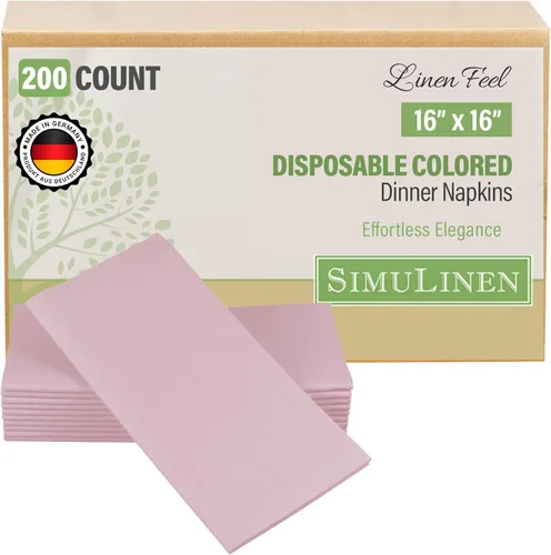 Vista 9 de SimuLinen Servilletas de Cena Desechables Amethyst - Servilletas de Papel Moradas con Sensación de Lino Similar a Tela para Bodas, de Lujo 16"x16