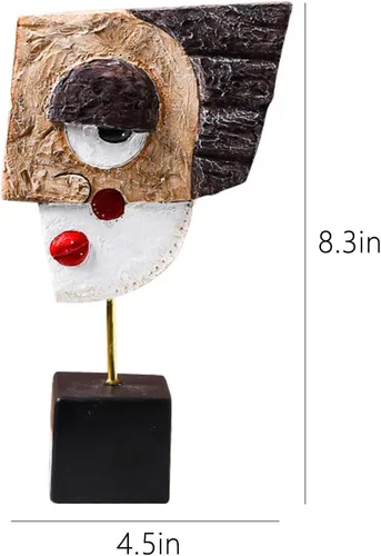 Vista 6 de Figuras abstractas de personajes artesanales, escultura de arte facial, escultura de resina hecha a mano, figura tallada a mano, Knick-Knack, hogar
