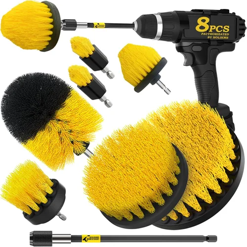 Vista 8 de Holikme - Juego de 8 cepillos para taladrar con extensión para limpieza del hogar Nylon Fibers, Power Scrubber Attachments for Tile, Tub, Shower