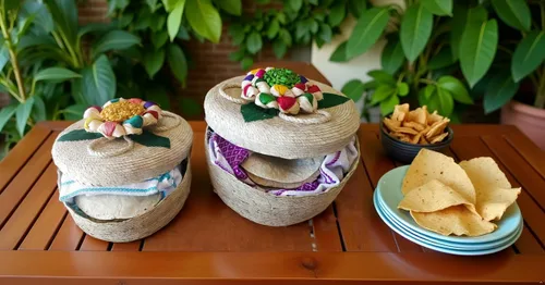Vista 4 de Paquete de 2 cestas tejidas a mano de tortillero y panqueques y tela de tortilla hecha a mano, paquete de 2 calentadores paquete 100% arte mexicano