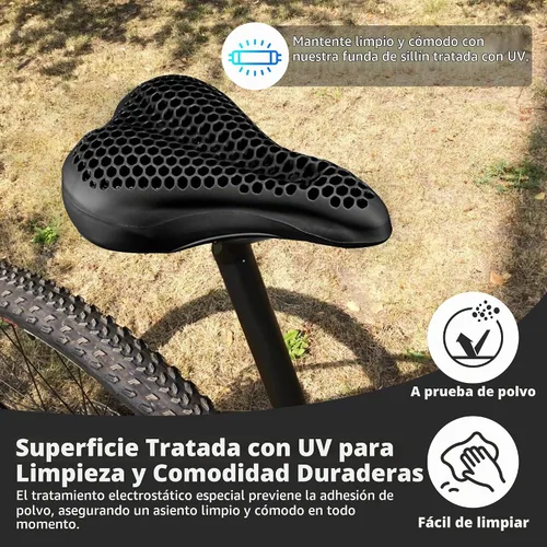 Vista 4 de DAWAY - Funda cómoda para asiento de bicicleta - Cojín acolchado de gel de silicona y espuma viscoelástica para asiento de bicicleta para hombres