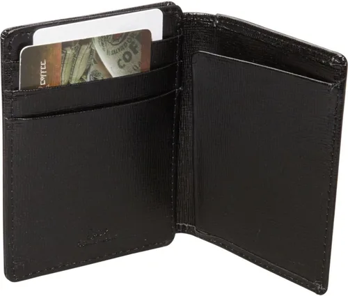 Vista 2 de Cartera de piel auténtica Saffiano con clip de identificación