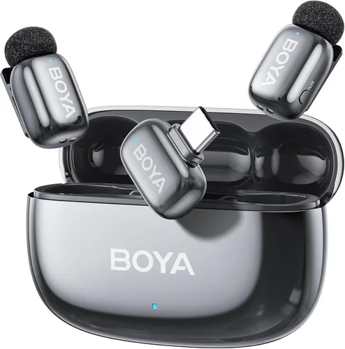Vista 10 de BOYA Mini 2 Micrófono Lavalier Inalámbrico para iPhone 15/16/17, Teléfono Negro
