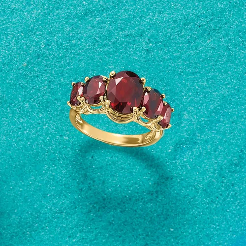 Vista 5 de Ross-Simons 4.50 ct. t.w. Gemstone 5-Stone Ring in 18kt Gold Over Sterling