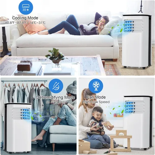 Vista 3 de PETSITE Aire acondicionado portátil 9000 BTU, unidad de refrigeración de CA 3 en 1 con enfriador de aire, ventilador y deshumidificador, pantalla