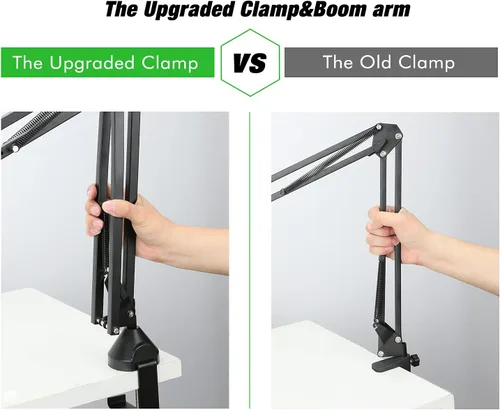 Vista 2 de Para Shure SM7B Boom Arm - Soporte de micrófono con 2 cubiertas de micrófono para reducir los ruidos del viento, gestión de cables y filtro pop