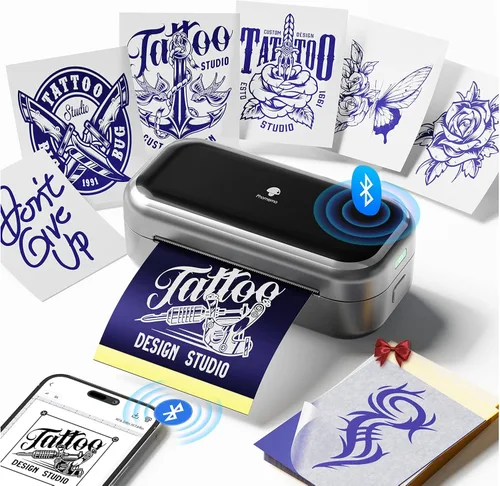 Vista 10 de Phomemo TP31 - Impresora de plantillas de tatuajes, mini fabricante de tatuajes temporales con 30 piezas de papel de transferencia, máquinas