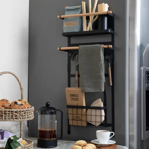 Vista 3 de Household Essentials Estante organizador magnético de metal, negro