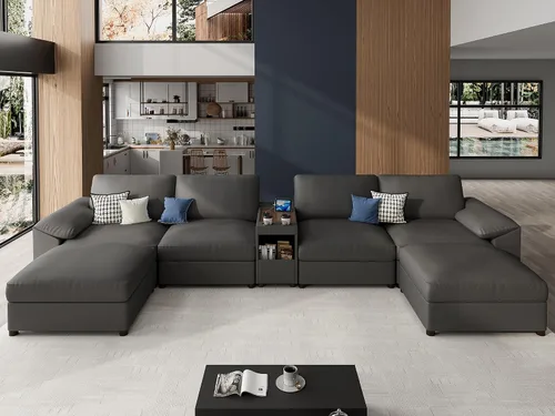 Vista 53 de EASE MOOSE Sofá modular seccional, sofá en forma de U para sala de estar Beige