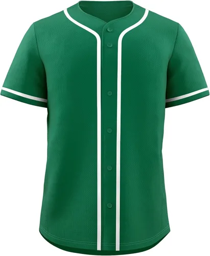 Vista 38 de KXK Camiseta de béisbol en blanco para hombre, camisas casuales con botones, manga corta, uniforme deportivo de equipo activo