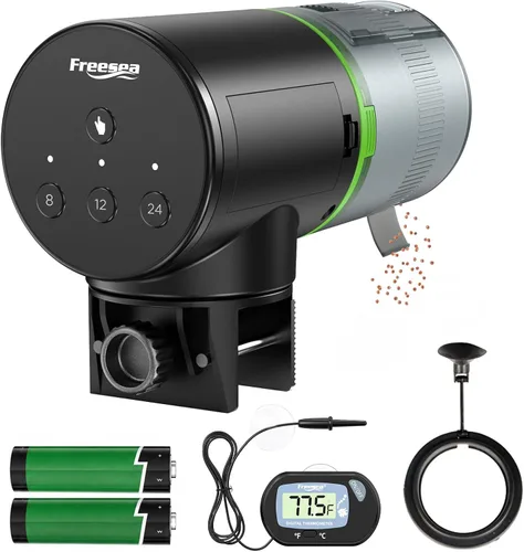 Vista 10 de FREESEA Alimentador Automático de Peces para Acuario: Pequeño Dispensador Automático de Comida para Peces de Vacaciones Recargable por USB