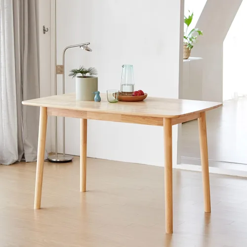 Vista 14 de Livinia Aslan Mesa de comedor rectangular de madera de roble malayo de 47 pulgadas, escritorio de cocina de madera maciza (nogal)